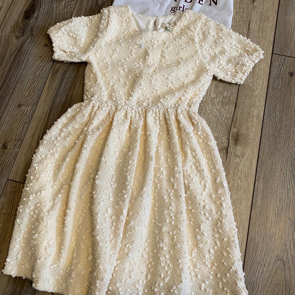 Hayden Girl Cream Dress Puff Sleeve Size M Winter Christmas
